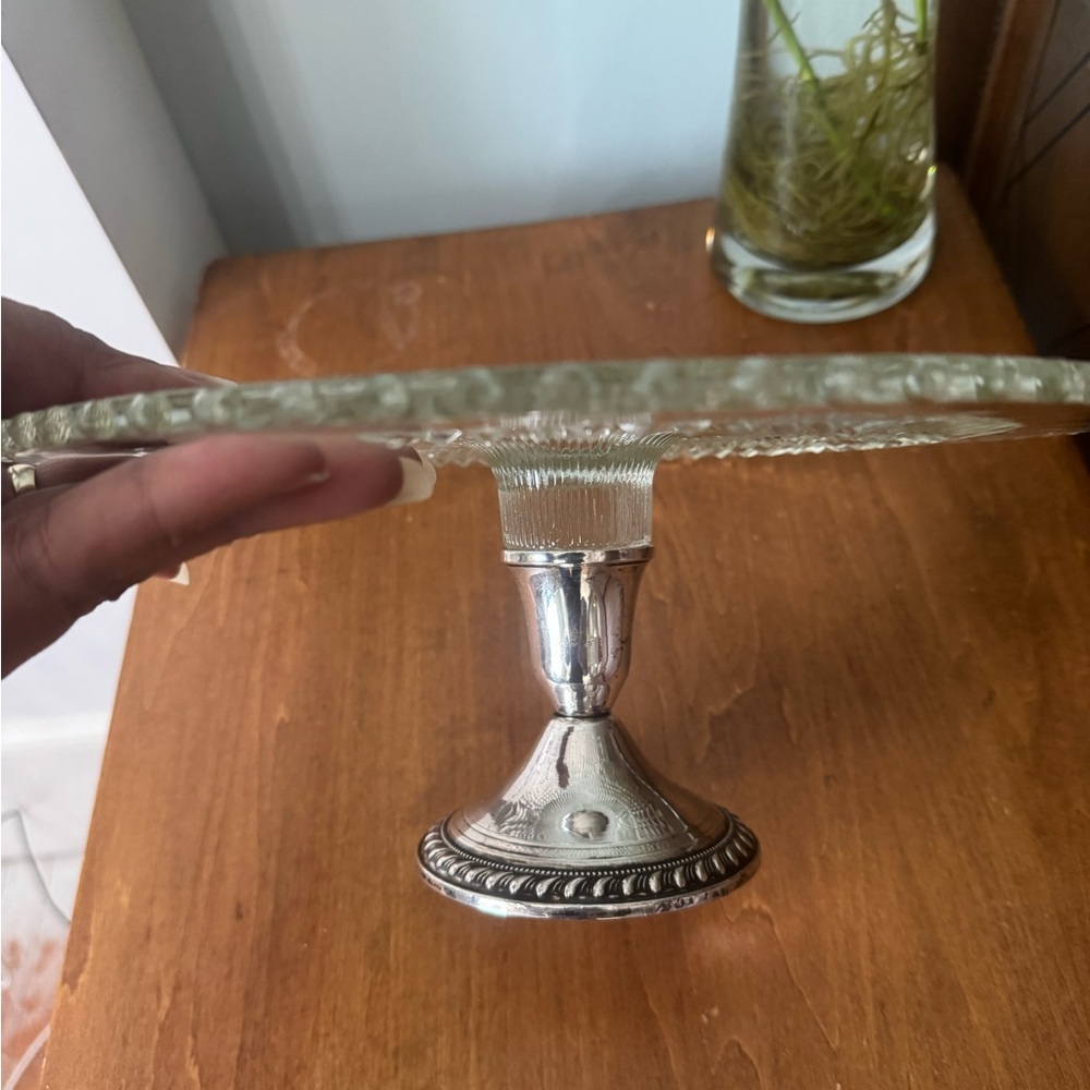 Vintage Shrewsbury Nickel Silver Pedestal Cake Stand
